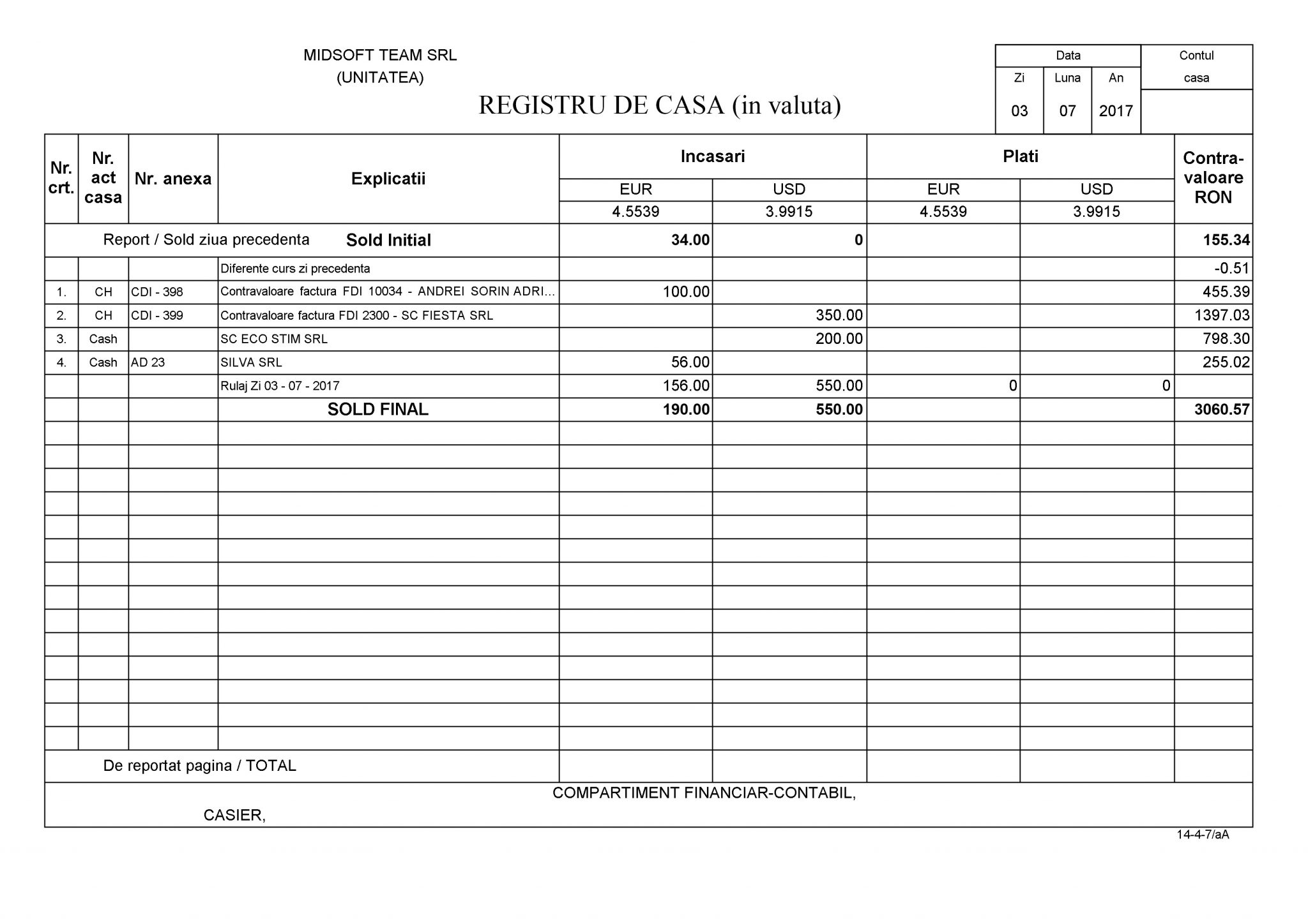 Registrul de casă în valută | Facturis.ro